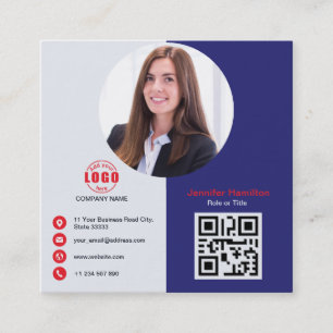 Beruflich Grau Rot fügen Sie Ihrem Foto QR Code Sq Quadratische Visitenkarte
