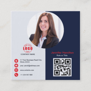 Beruflich Grau Rot fügen Sie Ihrem Foto QR Code Sq Quadratische Visitenkarte