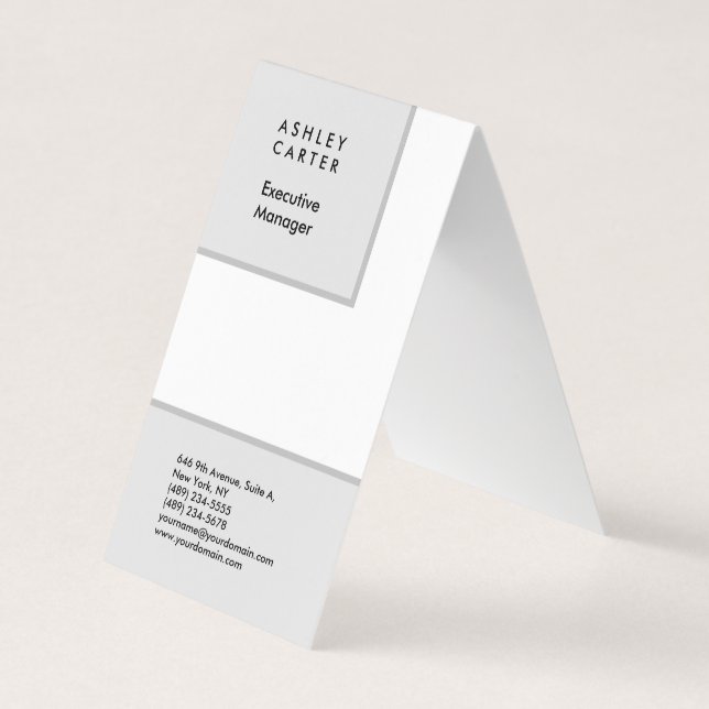 Beruflich-grau weiß schlicht minimalistisch modern visitenkarten (Vorderseite)