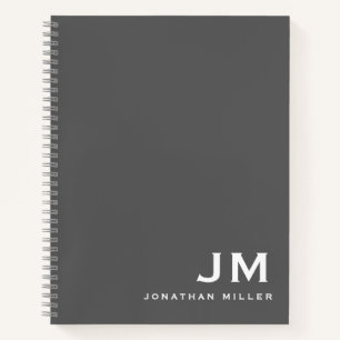 Beruflich-graue Monogramm-Initialen Notizbuch