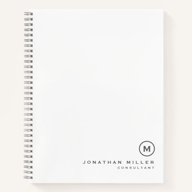 Beruflich-Graue Monogramm Notizbuch (Vorderseite)