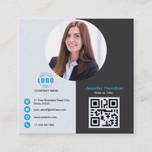Beruflich Gray Blue Fügen Sie Ihrem Foto QR Code S Quadratische Visitenkarte