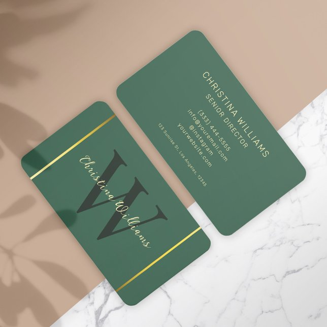 Beruflich Green Gold Minimalistisch Elegante Moder Visitenkarte (Professional Green Gold Minimalist Elegant Modern Business Card)