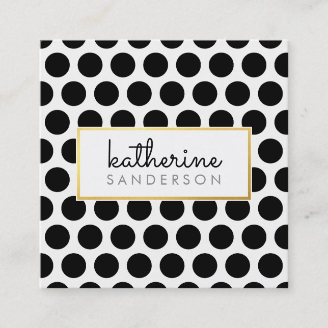 BERUFLICH GROSSE POLKA DOT modernes schwarzes Gold Quadratische Visitenkarte (Vorderseite)