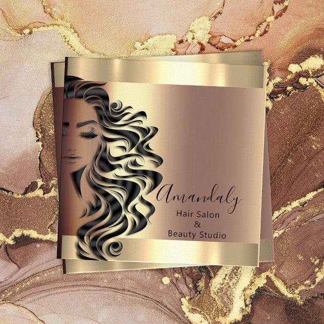 Beruflich Hair Salon Makeup Lash Rose Square Quadratische Visitenkarte (Professional Hair Salon Makeup Lash Rose Square Square Business Card)