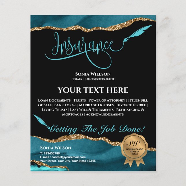 Beruflich Insurance Agent Aquamarin Agate Fly Flye Flyer (Vorne)