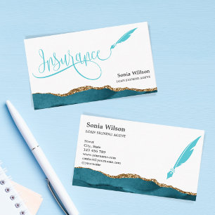 Beruflich Insurance Agent Aquamarin Agate Gold Visitenkarte