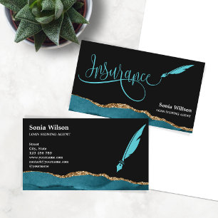 Beruflich Insurance Agent Aquamarin Agate Gold Visitenkarte