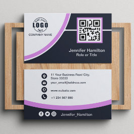 Beruflich Lila Zusatz Ihres QR-Logos Visitenkarte