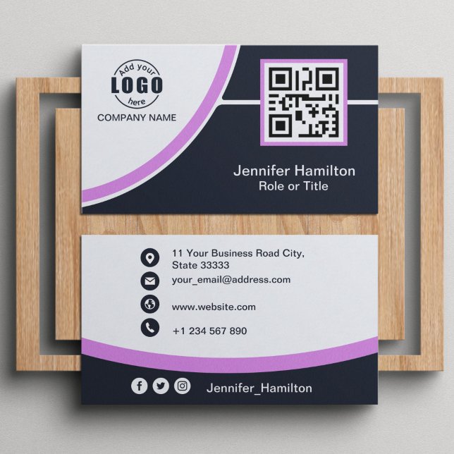 Beruflich Lila Zusatz Ihres QR-Logos Visitenkarte (Von Creator hochgeladen)