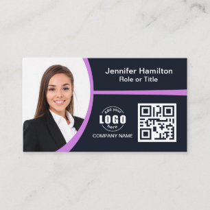 Beruflich Lila Zusatz Ihres QR-Logos Visitenkarte