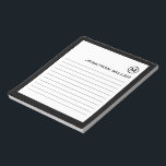 Beruflich Linierte Schwarz-weiße Monogramm Notizblock<br><div class="desc">Berufliches Notizblock mit minimalistischem Design in Schwarz-Weiß-Farbpalette. Benutzerdefiniertes Monogramm Initial und Name auf einem einfachen,  weißen Hintergrund,  gerahmt durch einen schwarzen Rahmen. Personalisieren Sie die Eingabe mit den angegebenen Feldern,  oder wenden Sie sich mit der Schaltfläche 'Nachricht' an den Designer,  um Hilfe zu erhalten.</div>