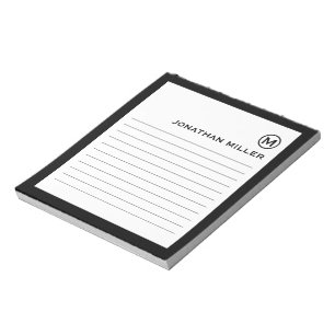 Beruflich Linierte Schwarz-weiße Monogramm Notizblock
