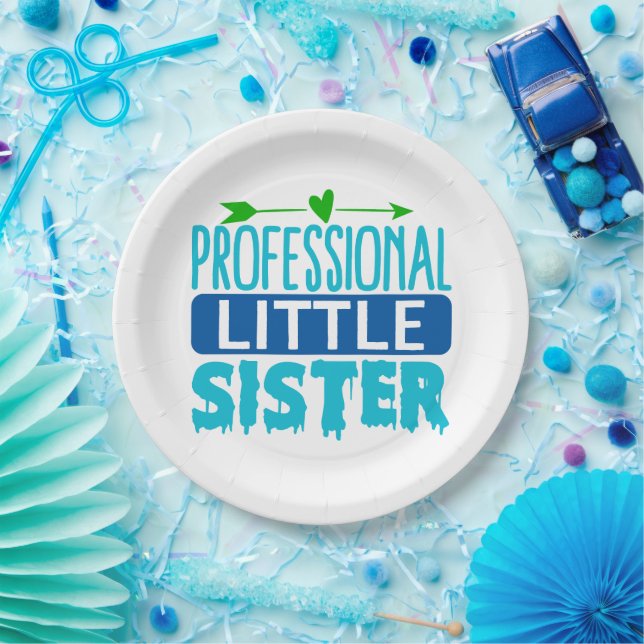 Beruflich Little Sister Blue Paint Tropfen Pappteller (Party)