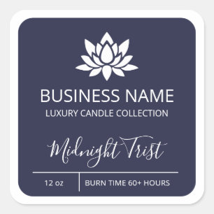 Beruflich Lotus Navy Blue Soy Candle Labels Quadratischer Aufkleber
