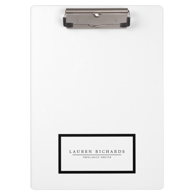 Beruflich Luxe Black und White Personalisiert Klemmbrett (Vorderseite)