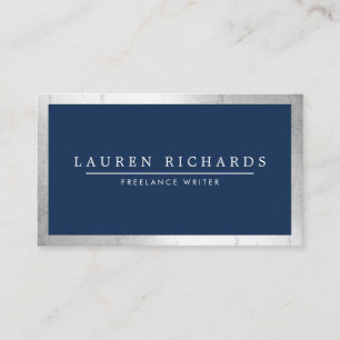 Beruflich Luxe Imitats Silver und Navy Blue Visitenkarte