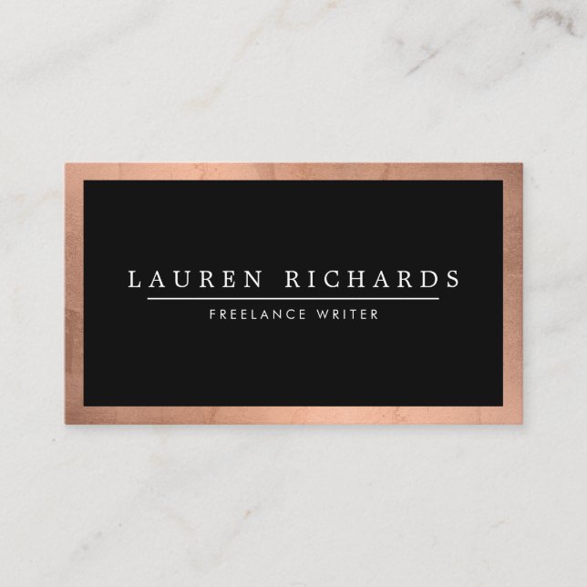 Beruflich Luxe Rose Gold und Black Visitenkarte (Vorderseite)