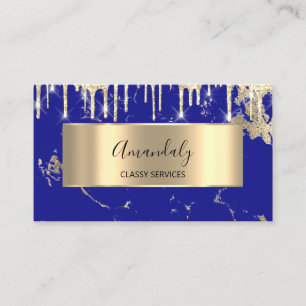 Beruflich Luxury Gold Royal Marble Blue Tropfen Visitenkarte