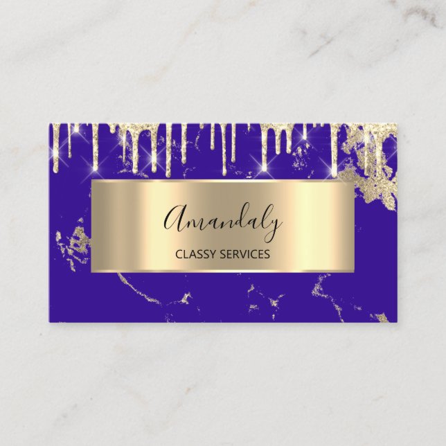 Beruflich Luxury Gold Royal Marble Royal Blue Visitenkarte (Vorderseite)