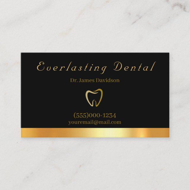 Beruflich Luxury Gold Tooth Dentist Visitenkarte (Vorderseite)