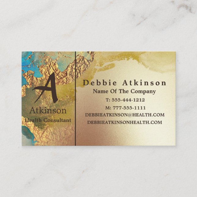 Beruflich Luxus Custom Blue Gold Business Card Visitenkarte (Vorderseite)