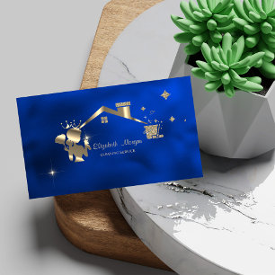 Beruflich Maid Cleaning House Royal Blue Visitenkarte