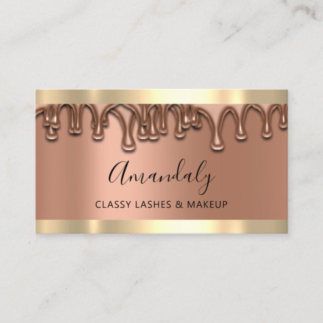 Beruflich Makeup Artist Copper Rose Lashes Tropfen Visitenkarte (Vorderseite)