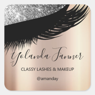 Beruflich Makeup Artist Eyelash Einmalige RoseGray Quadratischer Aufkleber