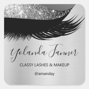 Beruflich Makeup Artist Eyelash Einzigartiges Silv Quadratischer Aufkleber