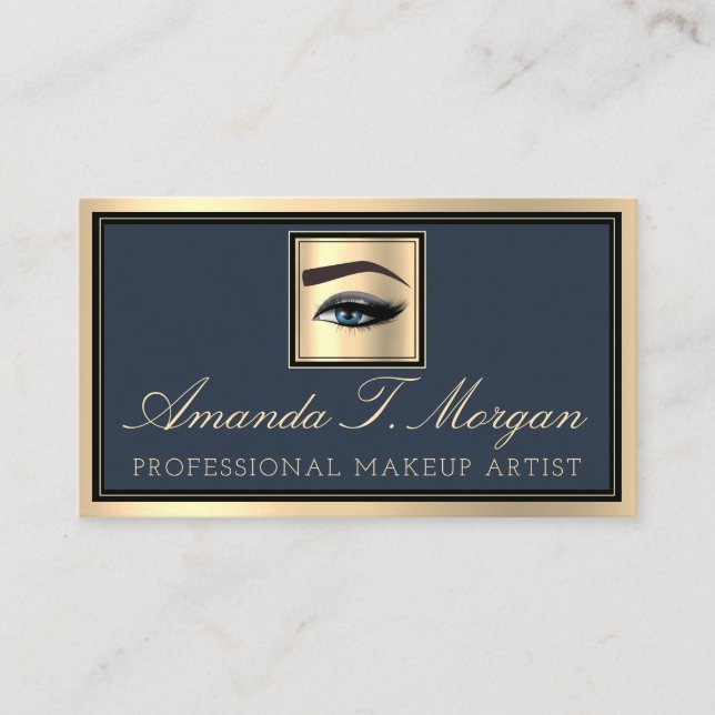 Beruflich Makeup Artist Eyelash Gold Smoky Blau Visitenkarte (Vorderseite)