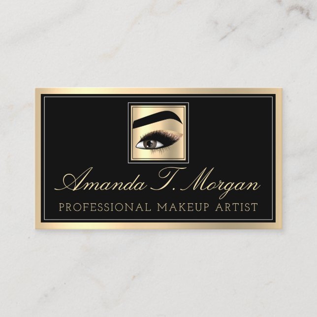 Beruflich Makeup Artist Eyelashes Gold Black Visitenkarte (Vorderseite)