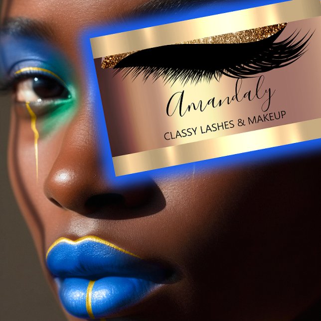 Beruflich Makeup Artist Eyelashes Gold Gerahmt Visitenkarte (Professional Makeup Artist Eyelashes Gold Framed Business Card)
