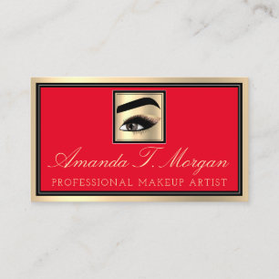 Beruflich Makeup Artist Eyelashes Gold Red Visitenkarte