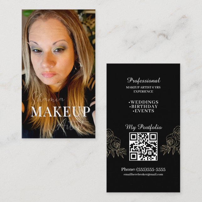 Beruflich Makeup Artist Foto Card QR Code Visitenkarte (Vorne/Hinten)