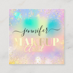 Beruflich Makeup Artist Gold Glitzer Holograph Quadratische Visitenkarte