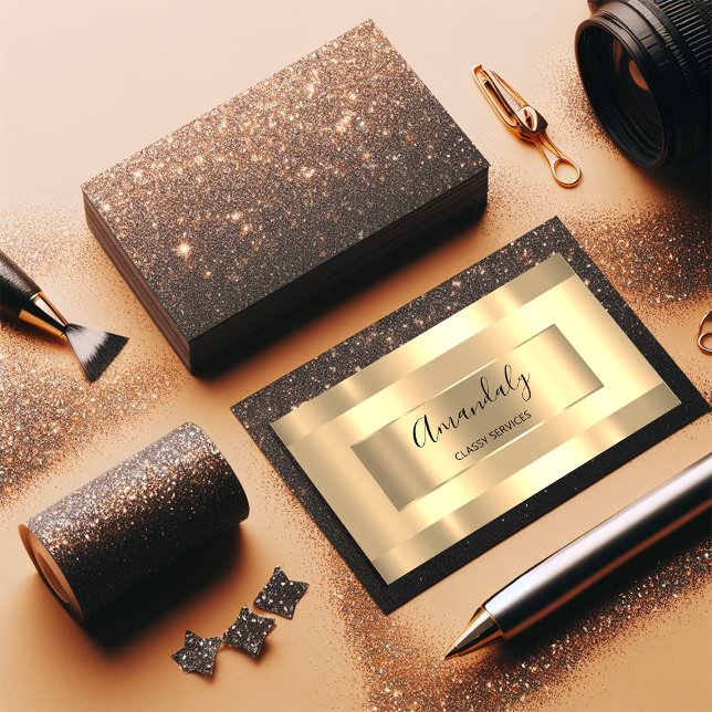 Beruflich Makeup Artist Gold monochromatisch Visitenkarte (Professional Makeup Artist Gold Monochromatic Business Card)