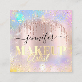 Beruflich Makeup Artist Gold Rose Holograph Quadratische Visitenkarte