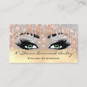 Beruflich Makeup Artist Green Eyelash Blue Gold Visitenkarte