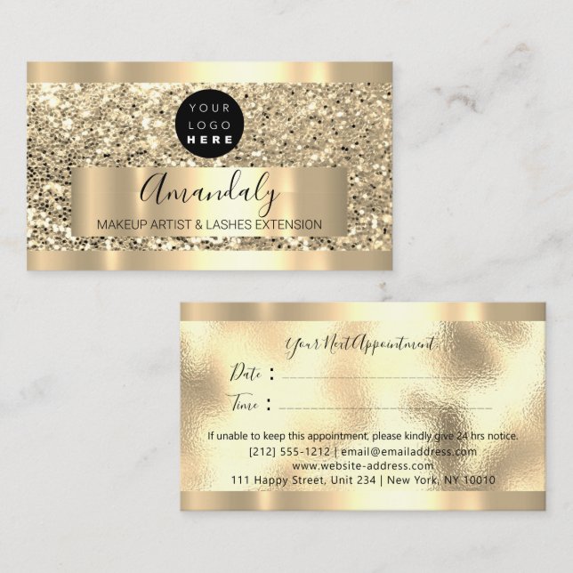 Beruflich Makeup Artist Lash Custom Logo Gold V Visitenkarte (Vorne/Hinten)