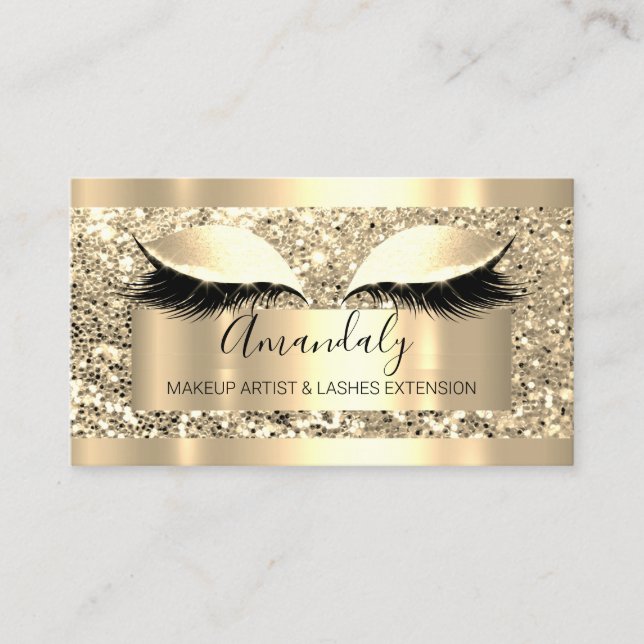 Beruflich Makeup Artist Lash Gerahmt Gold Brows Visitenkarte (Vorderseite)
