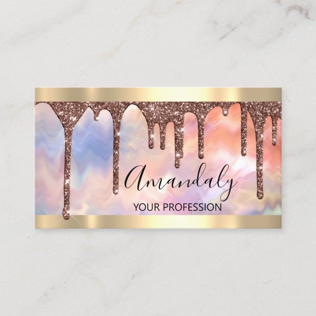 Beruflich Makeup Artist Lash Rose Gold Holograp Visitenkarte (Vorderseite)
