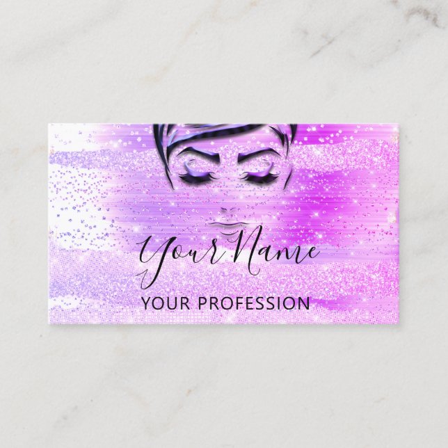 Beruflich Makeup Artist Lashes Extension Pink Visitenkarte (Vorderseite)