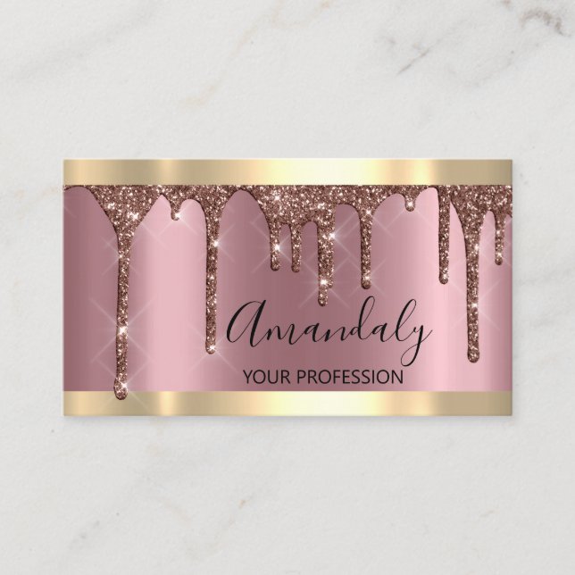 Beruflich Makeup Artist Lashes Rose Gold Moderne Visitenkarte (Vorderseite)