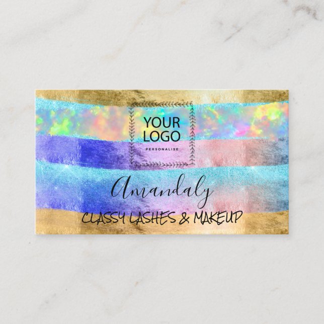 Beruflich Makeup Artist Logo Holograph Artistic Visitenkarte (Vorderseite)