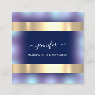 Beruflich Makeup Artist Modern Ombre Blue Navy Quadratische Visitenkarte