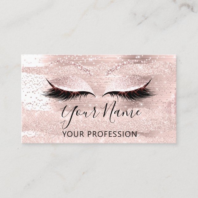 Beruflich Makeup Artist Pink Eyelash Extension Visitenkarte (Vorderseite)