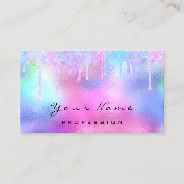 Beruflich Makeup Artist Pink Hairs Holograph Visitenkarte (Vorderseite)