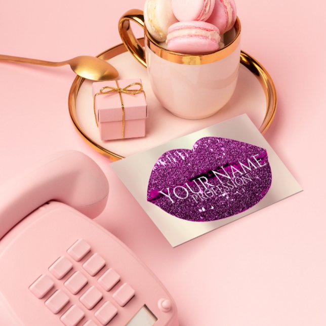 Beruflich Makeup Artist Rose Glitzer Lip Berry Visitenkarte (Von Creator hochgeladen)