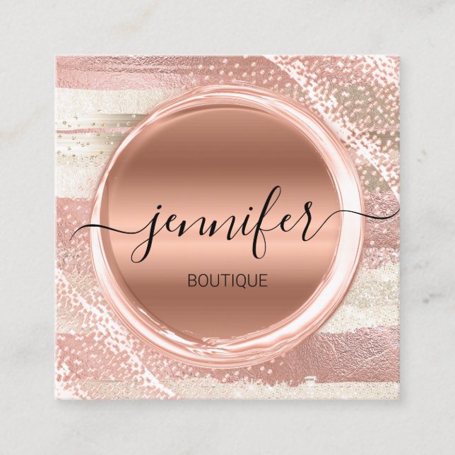 Beruflich Makeup Artist Rose zieht Gold Logo Quadratische Visitenkarte (Vorderseite)